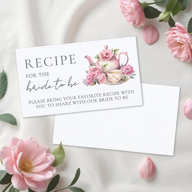Blommig Bröllopsfest-recept Tilläggskort (Floral Bridal Shower Recipe Enclosure Card)