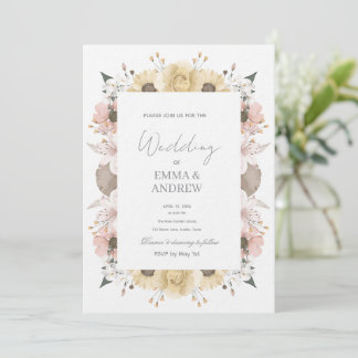Blommig bröllopsinbjudan – Elegant Inbjudningar