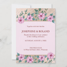 Blommig bröllopsinbjudan