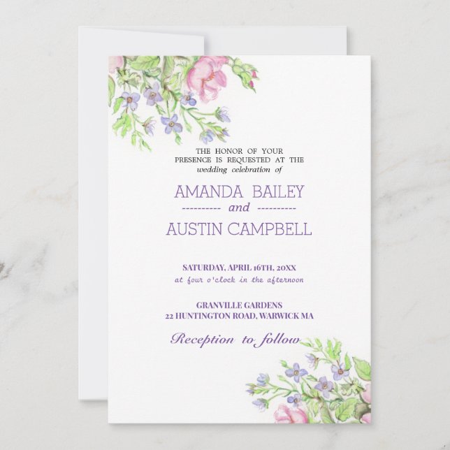 Blommig bröllopsinbjudan inbjudningar (Framsida)
