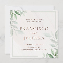 Blommig bröllopsinbjudan Kort Spara Datum