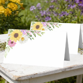 Blommig bröllopssolsikkekrans Daisy Vildblomma esk Placeringskort