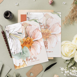 Blommig bröllopssvar med QR-kod Blush Peach OSA Kort