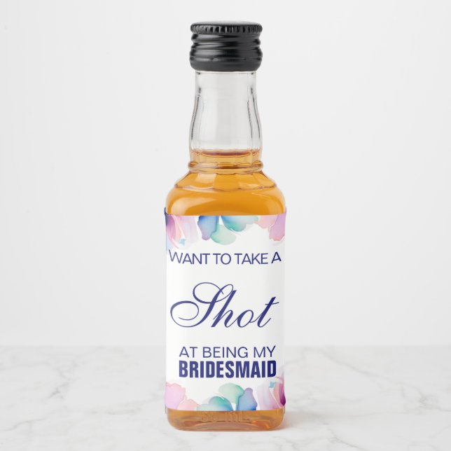 Blommig Brudtärna-förslag: Ta en Shot Spritflaskor Etikett (Framsida)