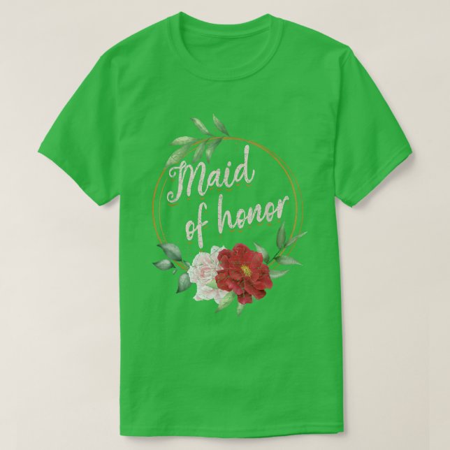 Blommig Brudtjänare Bröllop Bröllops Brud Shower T Shirt (Design framsida)