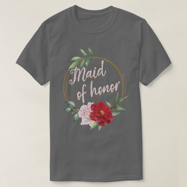 Blommig Brudtjänst Äktenskap Bröllop Bröllopsfest T Shirt (Design framsida)