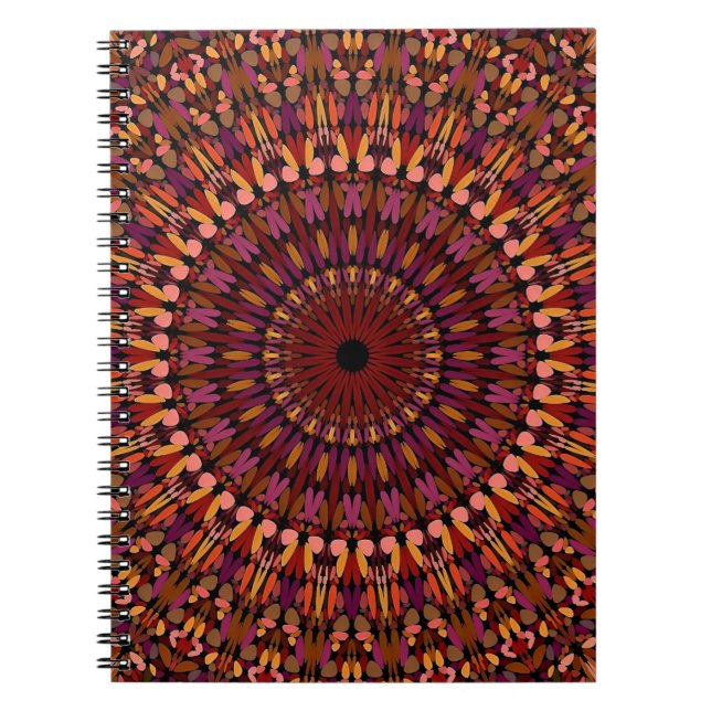 Blommig Brun Mandala-design Anteckningsbok (Framsidan)