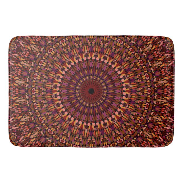 Blommig Brun Mandala-design Badrumsmatta (Framsidan)