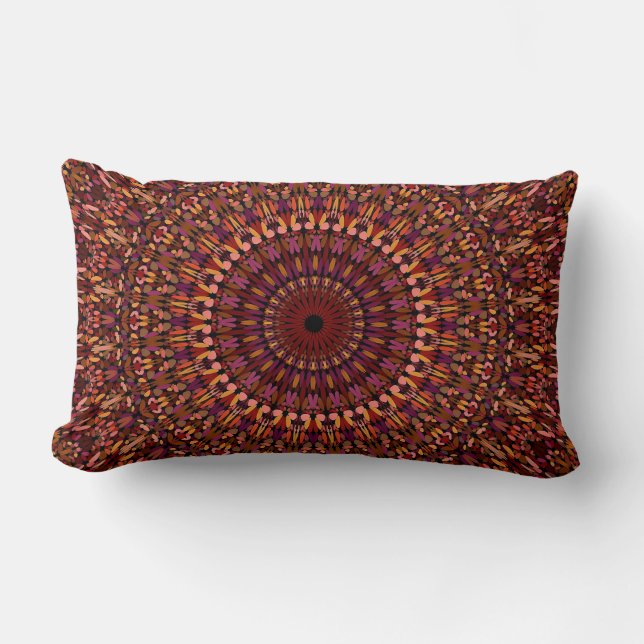 Blommig Brun Mandala-design Lumbarkudde (Framsida)