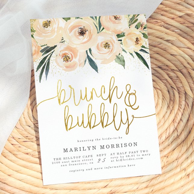 Blommig Brunch & Bubbly Bröllopsdusch Inbjudningar (Skapare uppladdad)
