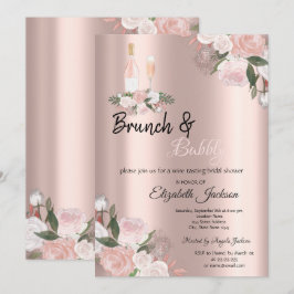 Blommig Brunch & Bubbly Bröllopsdusch Inbjudningar