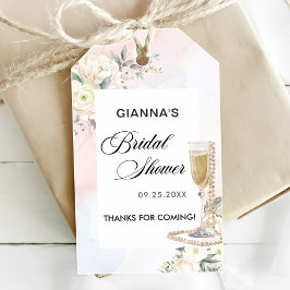Blommig Brunch och Bubbly Bröllopsdusch Presentetikett