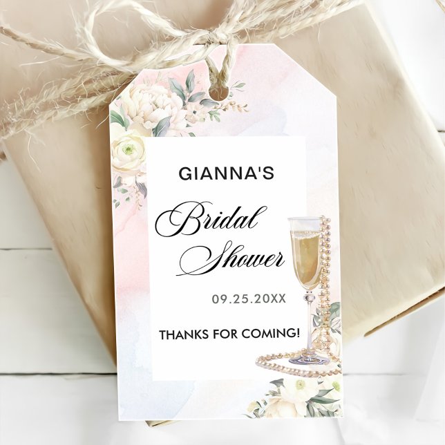 Blommig Brunch och Bubbly Bröllopsdusch Presentetikett (Skapare uppladdad)
