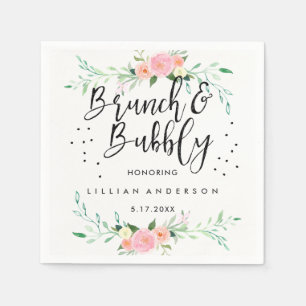 Blommig Brunch och Bubbly Bröllopsdusch Servett