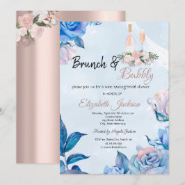 Blommig Brunch & Prickig Rosa Bröllopsdusch Inbjudningar