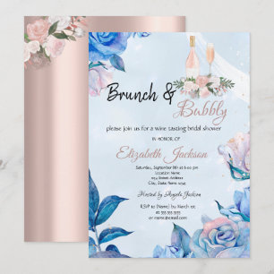 Blommig Brunch & Prickig Rosa Bröllopsdusch Inbjudningar