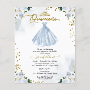 Blommig budget Quinceanera-inbjudan tvåspråkig
