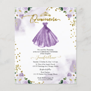 Blommig budget Quinceanera-inbjudan tvåspråkig