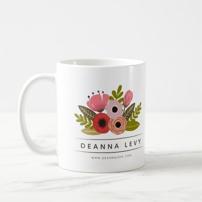 Blommig bukett affärsbidrag produkt kaffemugg (Vänster)