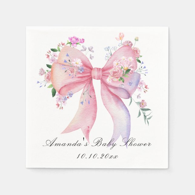 Blommig bukett blommor flicka baby shower pappersservett (Framsidan)