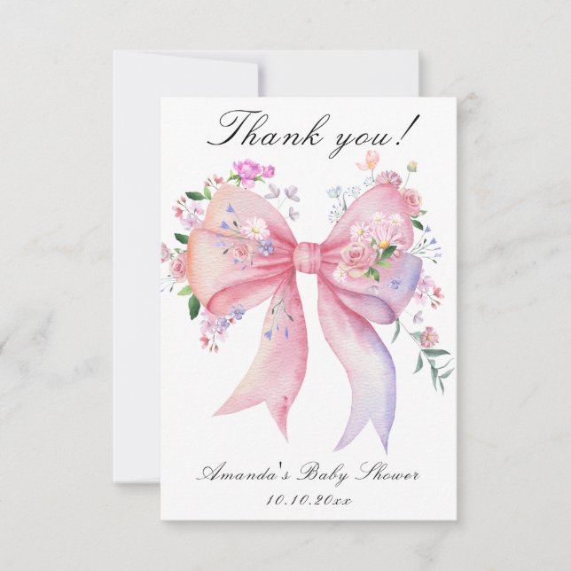 Blommig bukett blommor flicka baby shower tack kort (Framsida)