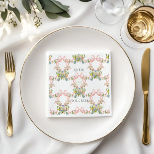 Blommig bukett trädgård rustik elegant foto bröllo pappersservett