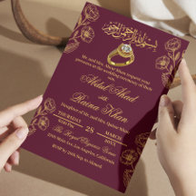 Blommig Burgunder Guld Muslimsk Islamisk Förlovnin