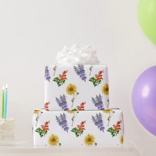 Blommig Cardinalblomma Lavendel Solros Mönster Presentpapper