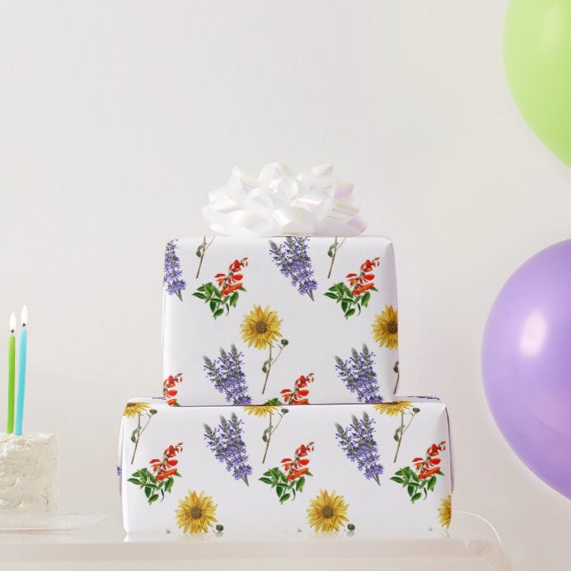Blommig Cardinalblomma Lavendel Solros Mönster  Presentpapper (Festgåvor)