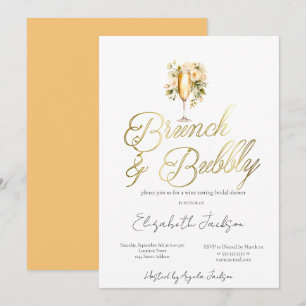 Blommig Champagnebrunch & Bubbelfylld Bröllopsdusc Inbjudningar