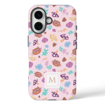Blommig Cheshire Cat-mönster Rosa Monogram