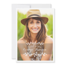 Blommig Chic Foto Examen Fest Inbjudan