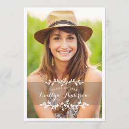 Blommig Chic Foto Examen Fest Inbjudan