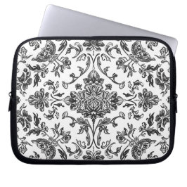 Blommig Chinoiserie Svart & Vitt Akvarell Laptop Fodral