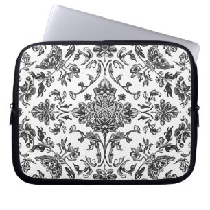 Blommig Chinoiserie Svart & Vitt Akvarell Laptop Fodral
