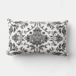 Blommig Chinoiserie Svart & Vitt Akvarell Lumbarkudde
