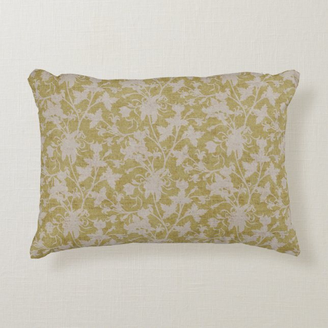 Blommig Chintz Silhuett-Kartreuse  Prydnadskudde (Framsidan)
