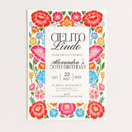 Blommig Cielito Lindo Digital Födelsedagsfest Mexi Inbjudningar