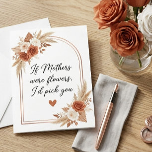 Blommig Citat till Mors Dag Om Mödrar Vore Blommor Tack Kort