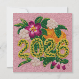 Blommig Citrus 2026 Nyår Julkort