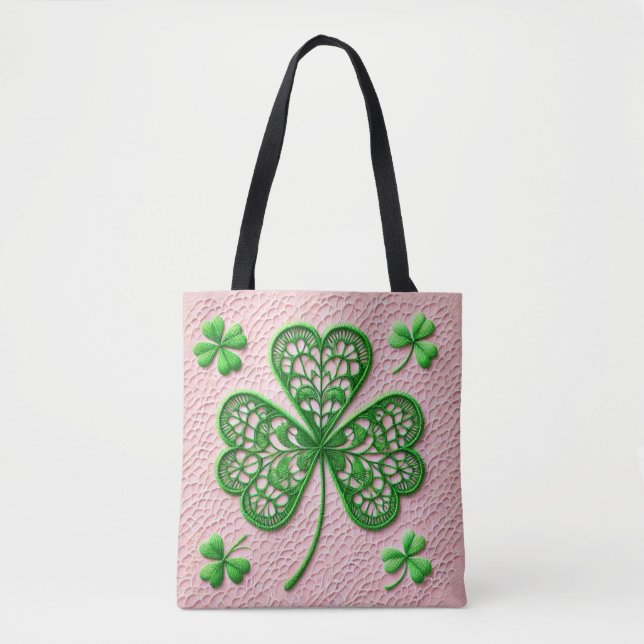 Blommig coquette spets shamrock St Patrick's day  Tygkasse (Framsida)