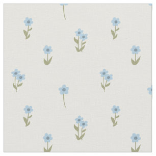 Blommig Cottagecore Boho Vildblomma Blå Tyg