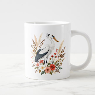 Blommig cottagecore gårdshus träskonäbb jumbo mugg