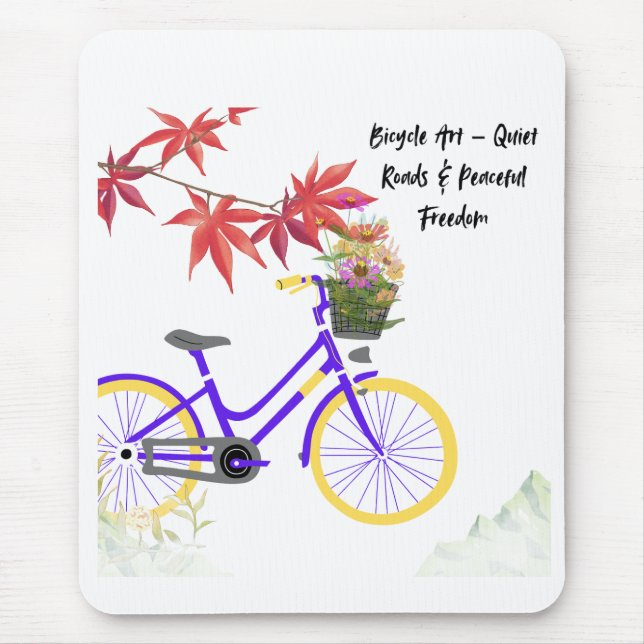 Blommig Cykel Motiverande Design Musmatta (Framsidan)