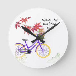 Blommig Cykel Motiverande Design Rund Klocka