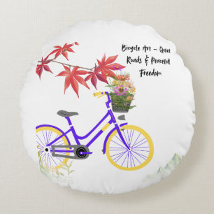 Blommig Cykel Motiverande Design Rund Kudde
