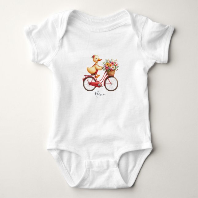 Blommig cykelanka baby body t shirt (Framsida)