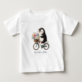 Blommig cykelpingvinbaby T-shirt