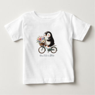 Blommig cykelpingvinbaby-t-shirt t shirt