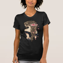 Blommig Dam Porträtt T-Shirt